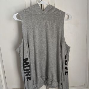 Gray, long sleeve, cold shoulder hoodie